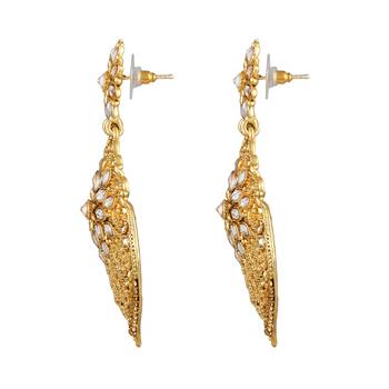 Fancy Flower Shape Gold Plated Dangle Earring For Women 2