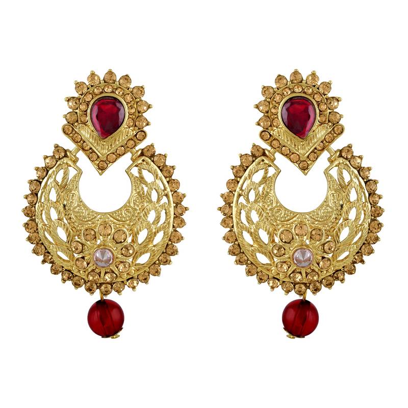 Alluring Pear Shape Chandi Bali Gold Plated Dangle Earring For Women