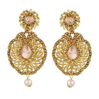 Exquitely Pear Shape Gold Plated Dangle Earring For Women 1