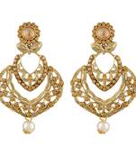 Glittery Flower Shape Gold Plated Dangle Earring For Women