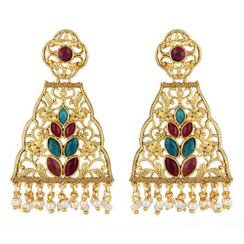 Youthful Traditional Gold Plated Dangle Earring For Women 1