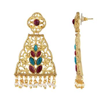 Youthful Traditional Gold Plated Dangle Earring For Women 3