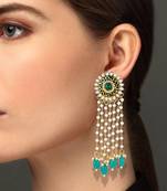 Creative Flower Shape Meenakari Work Gold Plated Dangle Earring For Women