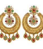 Brilliant Chandbali Shape Gold Plated Dangle Earring For Women