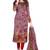 Burgundy & Red Synthetic Printed Dress Material With Dupatta