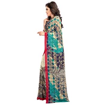 Black printed georgette saree with blouse 3
