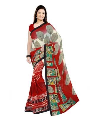 Light multicolor printed georgette saree with blouse 1