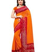 Orange printed georgette saree with blouse
