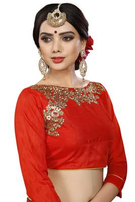 Navy blue embroidered georgette saree with blouse 4
