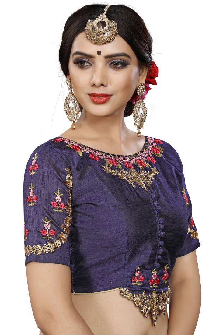 Red embroidered georgette saree with blouse