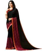 Black printed georgette saree with blouse