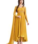 Yellow Embroidered Faux Georgette Anarkali Suit