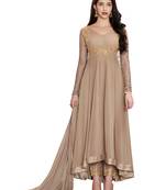 Beige embroidered faux georgette salwar