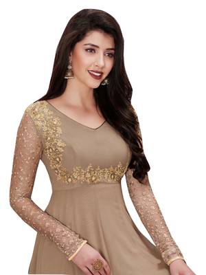 Beige embroidered faux georgette salwar 2