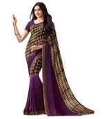 Purple printed georgette saree with blouse