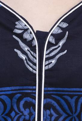 Blue printed cotton long-kurtis 5