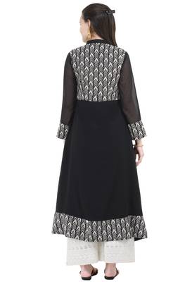 Black printed georgette long-kurtis 3