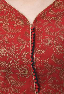 Red printed cotton long-kurtis 5