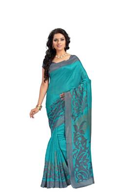 White printed silk saree with blouse 1