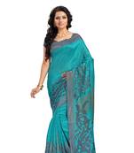 White printed silk saree with blouse