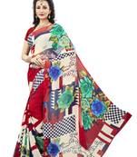 Light multicolor printed faux georgette saree with blouse