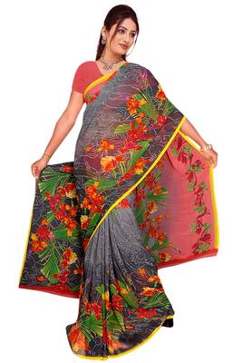 Light multicolor printed faux georgette saree with blouse 1