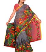 Light multicolor printed faux georgette saree with blouse
