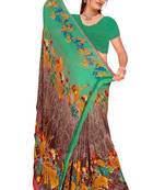 Light multicolor printed faux georgette saree with blouse