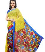Light multicolor printed faux georgette saree with blouse