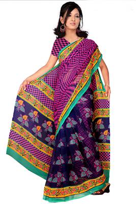 Light multicolor printed faux georgette saree with blouse 1