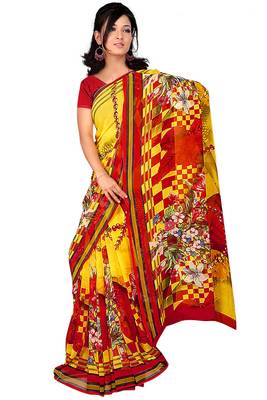 Light multicolor printed faux georgette saree with blouse 1
