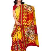 Light multicolor printed faux georgette saree with blouse