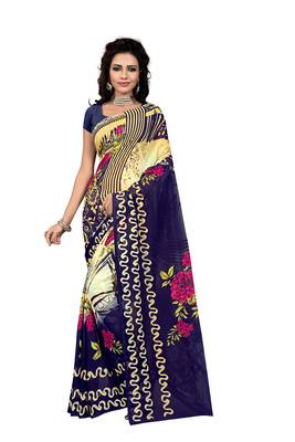 Light multicolor printed faux georgette saree with blouse 1