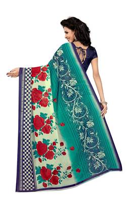 Light multicolor printed faux georgette saree with blouse 2