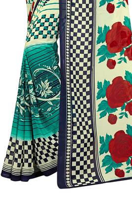 Light multicolor printed faux georgette saree with blouse 3