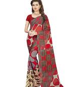 Light multicolor printed faux georgette saree with blouse