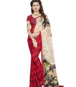 Light multicolor printed faux georgette saree with blouse