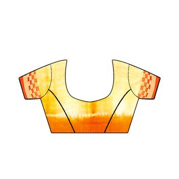 Orange Printed Cotton Silk Saree With Blouse 5