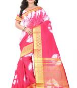 Pink Printed Cotton Silk Saree With Blouse