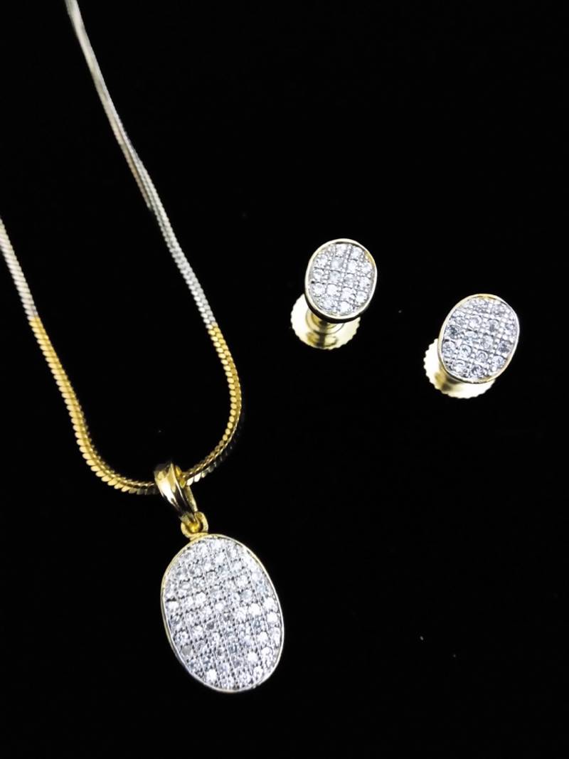 Silver Diamond Pendants Set RICH LOOK 348326