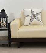 Aari Embroidered Cushion Cover ( Pack of - 5, 50 x 50 cm, White/Khaki )