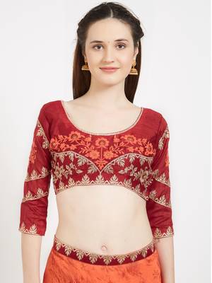 Orange color georgette saree with blouse 3