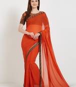 Orange color georgette saree with blouse