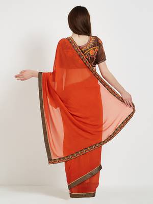 Orange color georgette saree with blouse 3