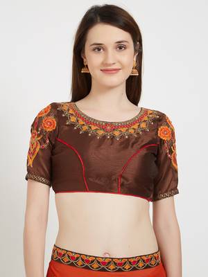 Orange color georgette saree with blouse 4