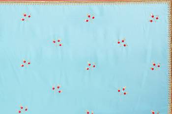 Sky blue embroidered pure chiffon saree with blouse 4