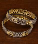 Gold Plated Cubic Zirconia Stone Embellished American Diamond Designer Bangles for Women