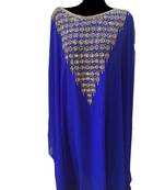 Blue Zari Stone Work Georgette Islamic Style Gown Beads Embedded PartyWear farasha