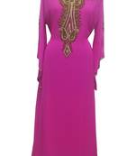 Pink Zari Stone Work Georgette Islamic Style Gown Beads Embedded PartyWear farasha