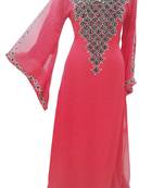 Red Zari Stone Work Georgette Islamic Style Gown Beads Embedded PartyWear farasha